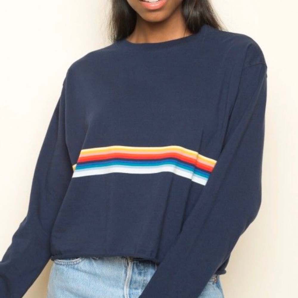 Brandy Melville Navy Rainbow Long Sleeve